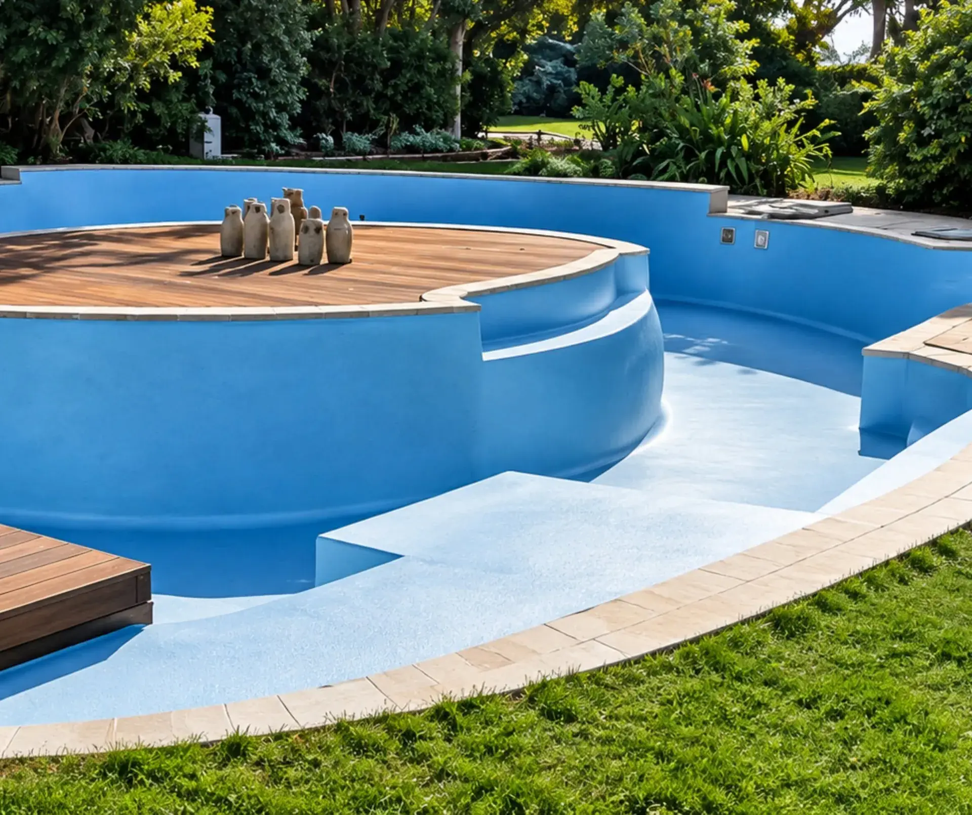 An island pool, stripped back and refinished